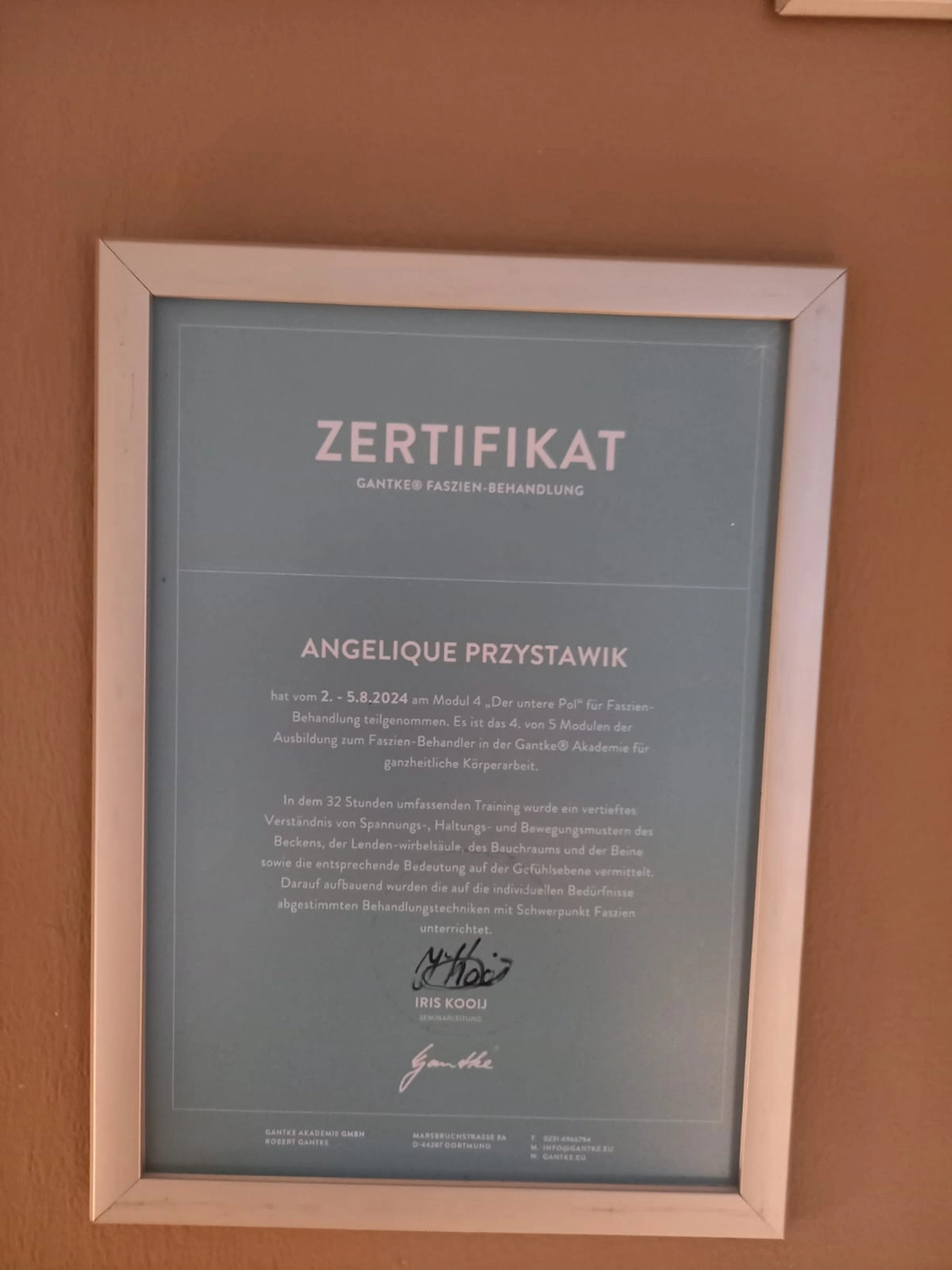 Faszientherapie Przystawik – Zertifikat