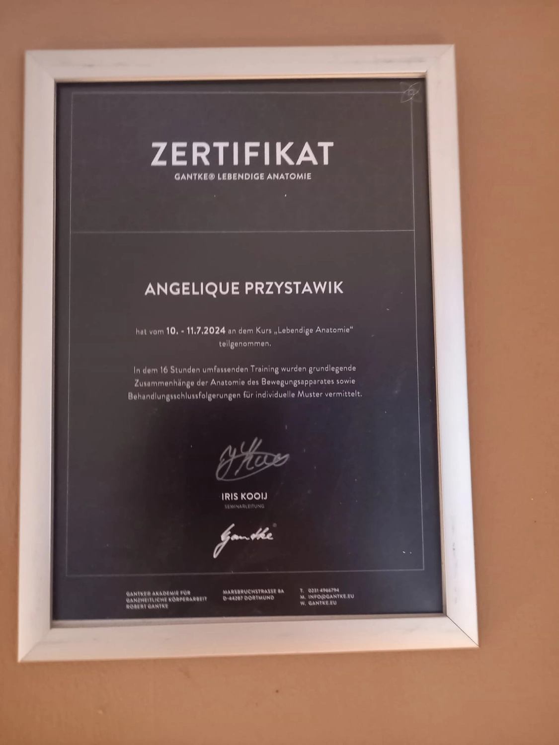 Faszientherapie Przystawik – Zertifikat