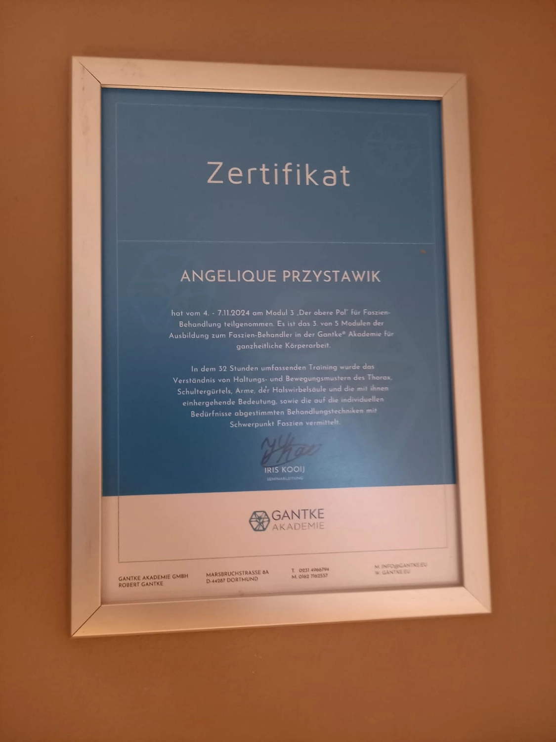 Faszientherapie Przystawik – Zertifikat